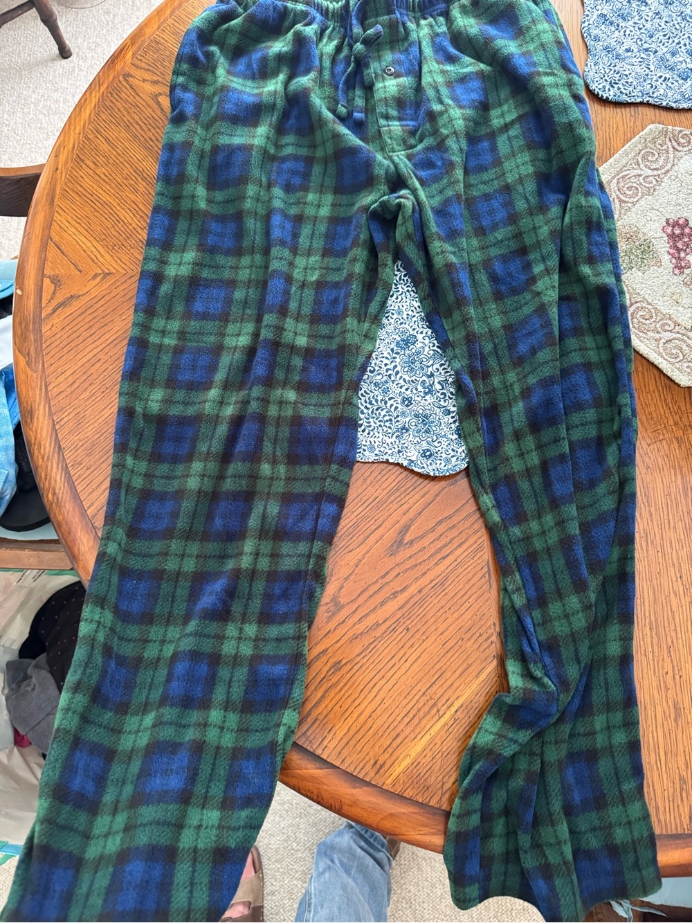 Hanes Green & Blue Plaid Fleece Pants